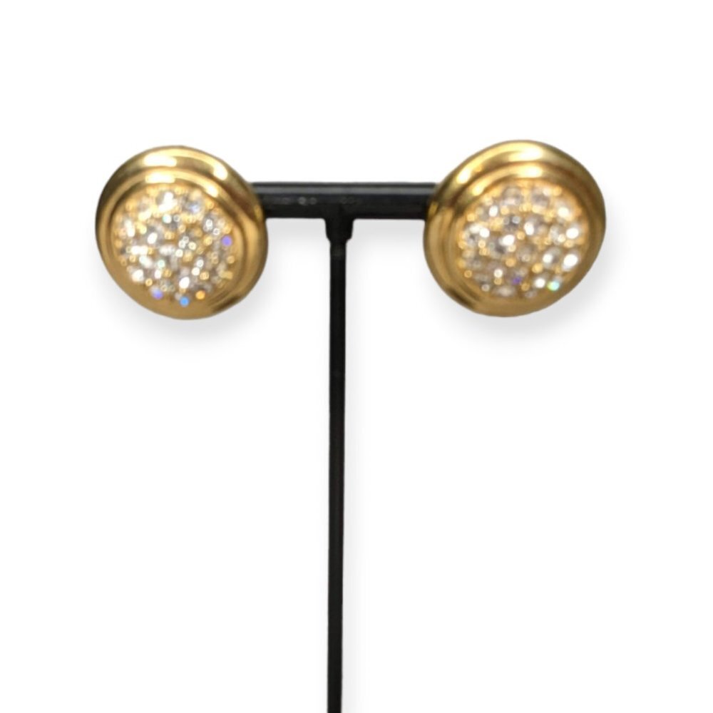 Gold & Rhinestone Post Earrings - Picture 2 of 7